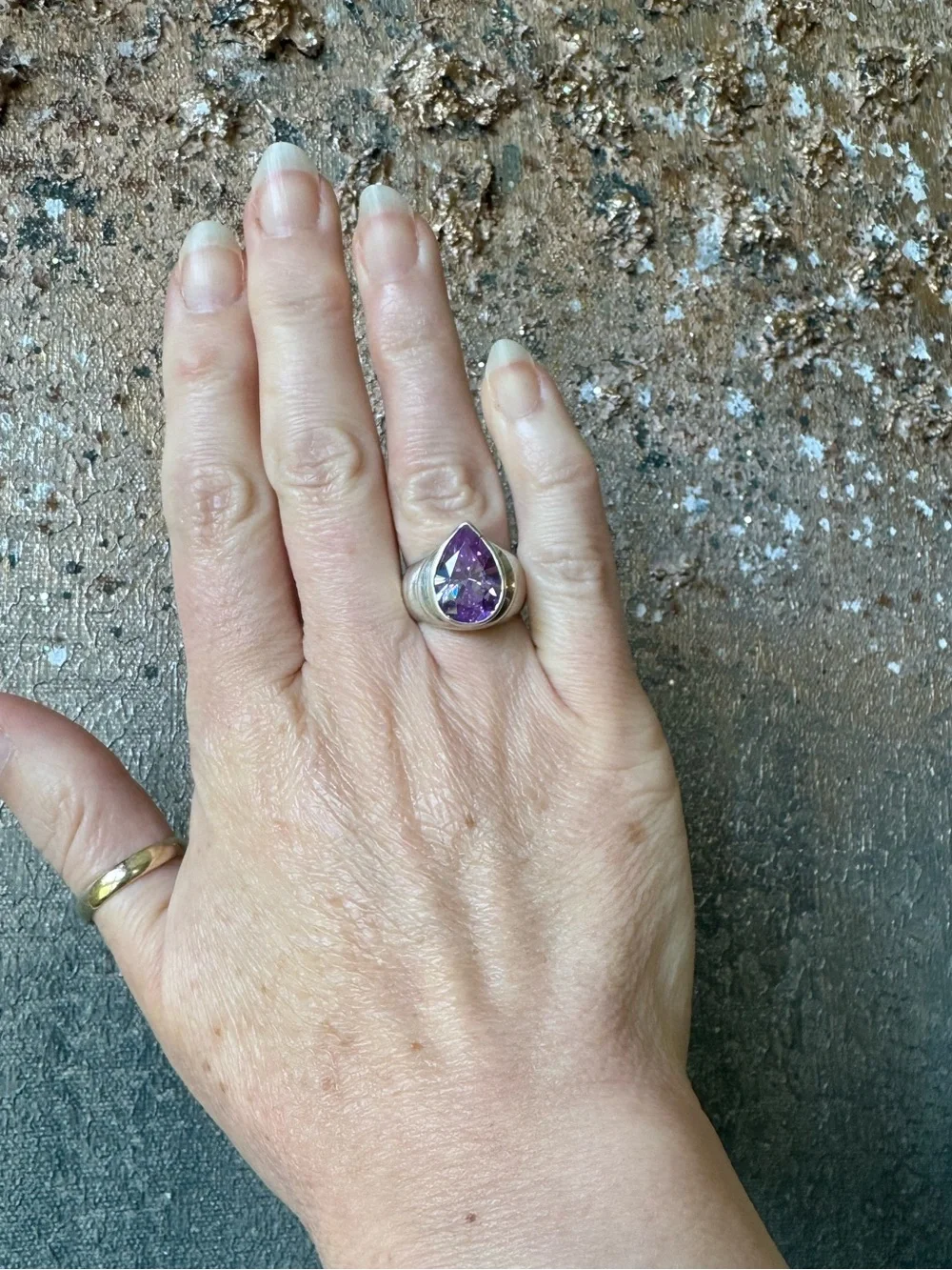 Beautiful VTG Sterling Silver Brilliantly Faceted Amethyst Sterling Silver Ring